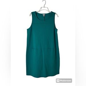 J. Jill Sleeveless Rounded Neck Knee‎ Length Shift Dress Size Large Green NWOT!